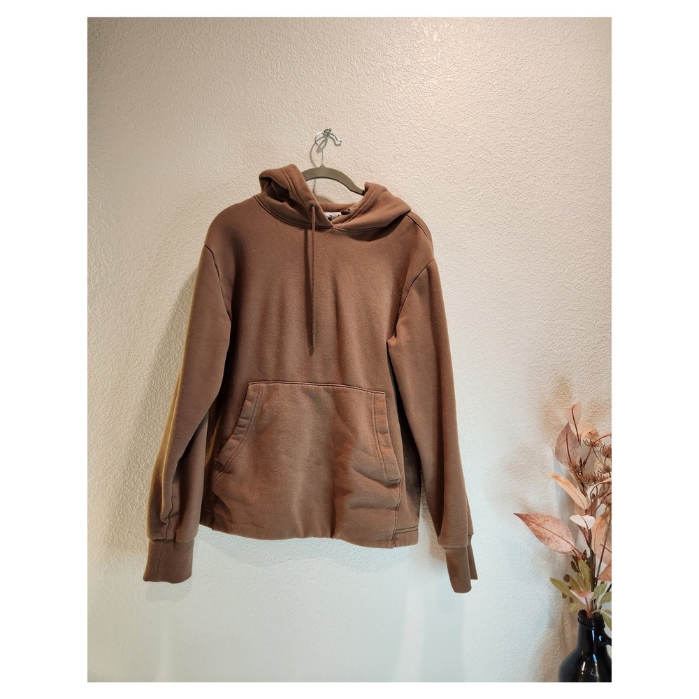 Athleta Brown Fleece Hoodie Pullover Womens Small Kangaroo Pocket Cozy‎ earth
